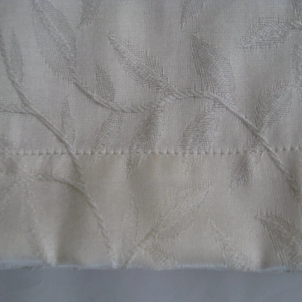 Ivory Jacquard Fabric Shower Curtain Off White Textured Leaf Design 70